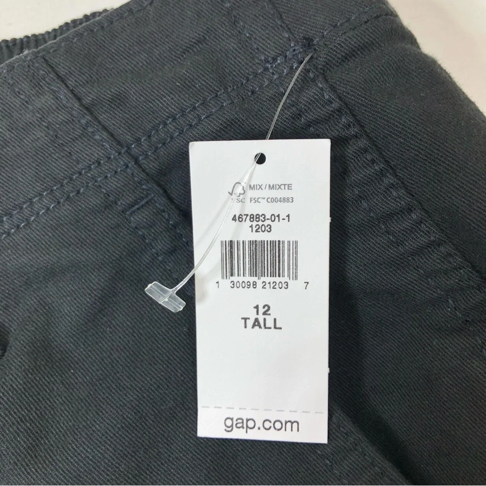 Gap Cotton Blend Charcoal Elastic Back Waist Girlfriend Joggers Pants casual 12T - Picture 11 of 14